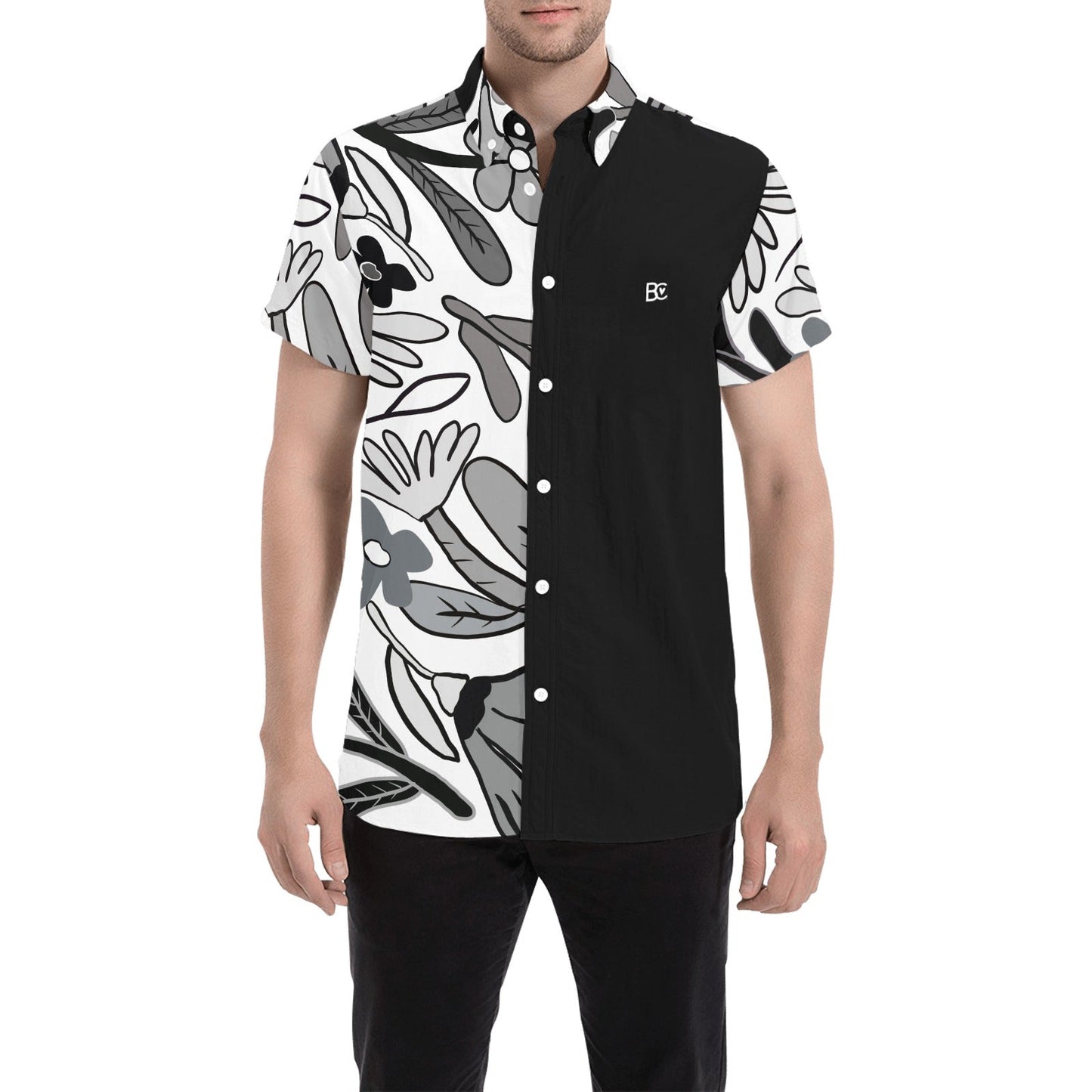 Blanco/Negro II Men Short Sleeve Shirt