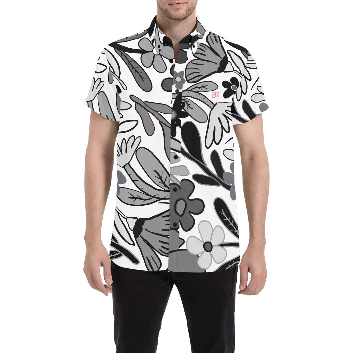 Blanco/Negro I Men Short Sleeve Shirt