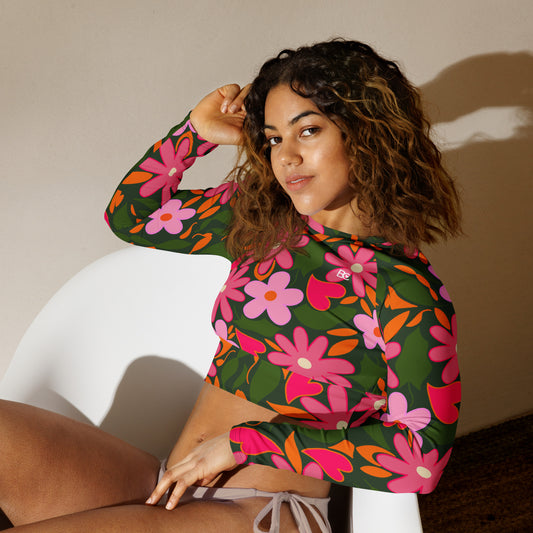 Crop top manga larga