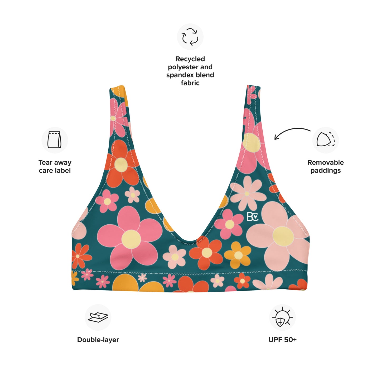 Summer 2 Recycled padded bikini top plus