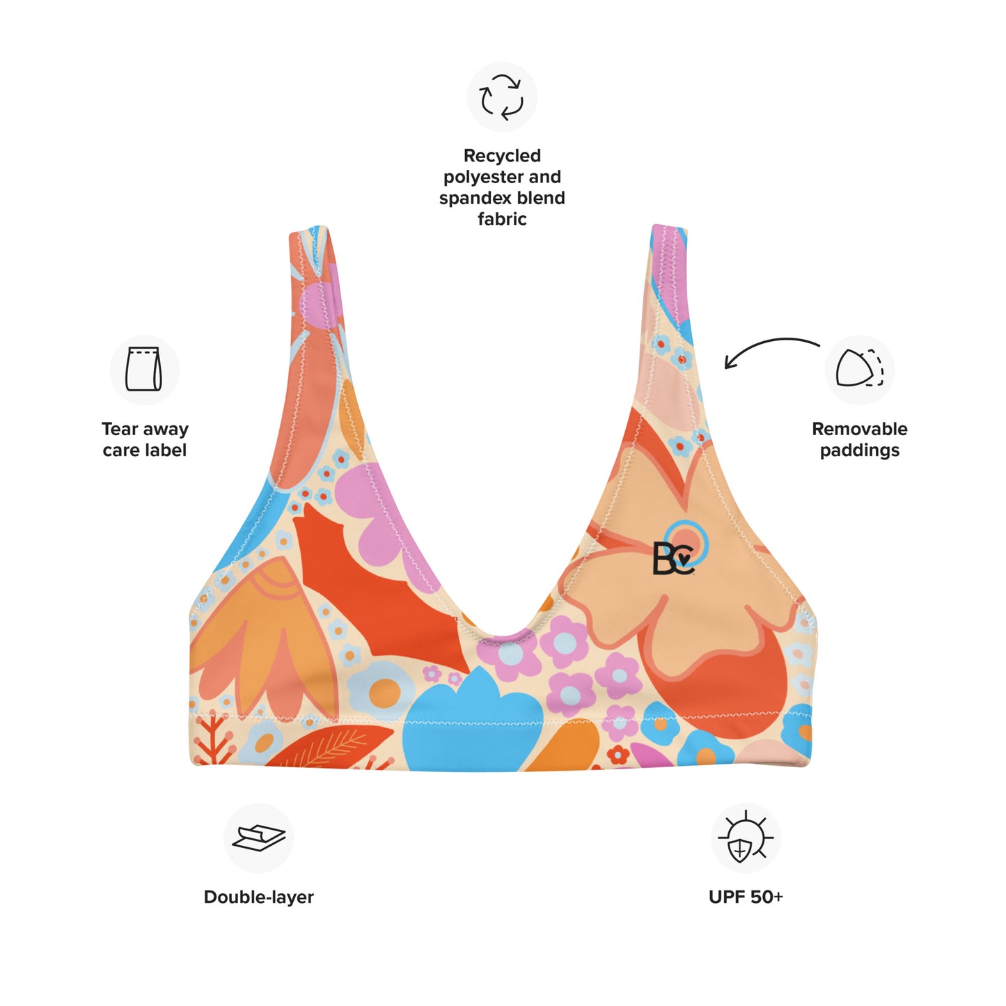 Christmas 2023 Recycled Padded Bikini Top/Sport Bra
