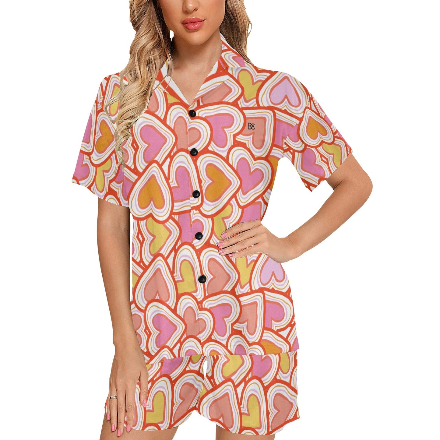 Summer 1 Women's V-Neck Short Pajama Set Plus