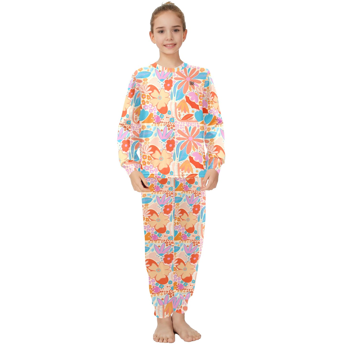 Christmas 2023 Big Girls Crew Neck Long Pajama Set