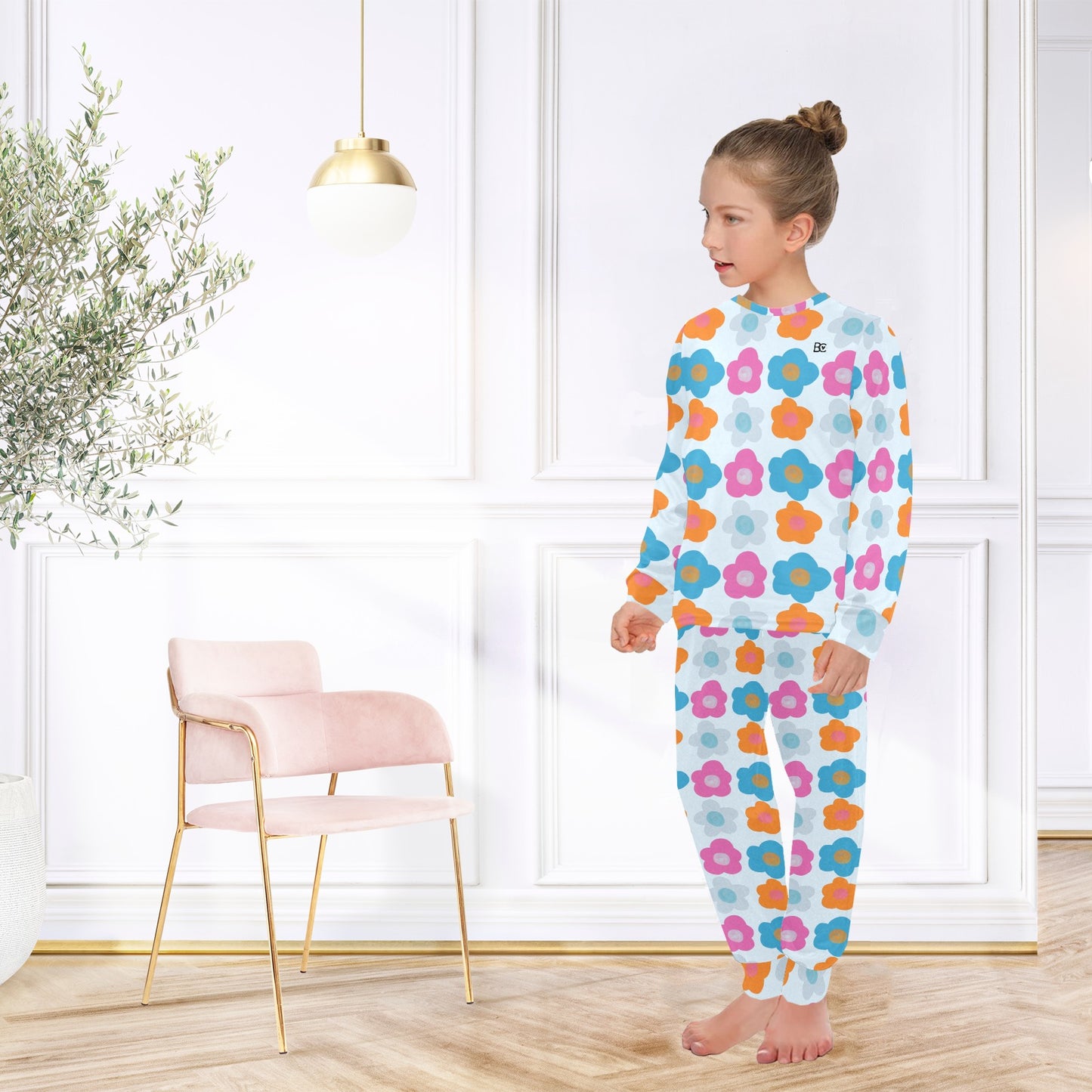 Christmas 2023 Big Girls Crew Neck Long Pajama Set