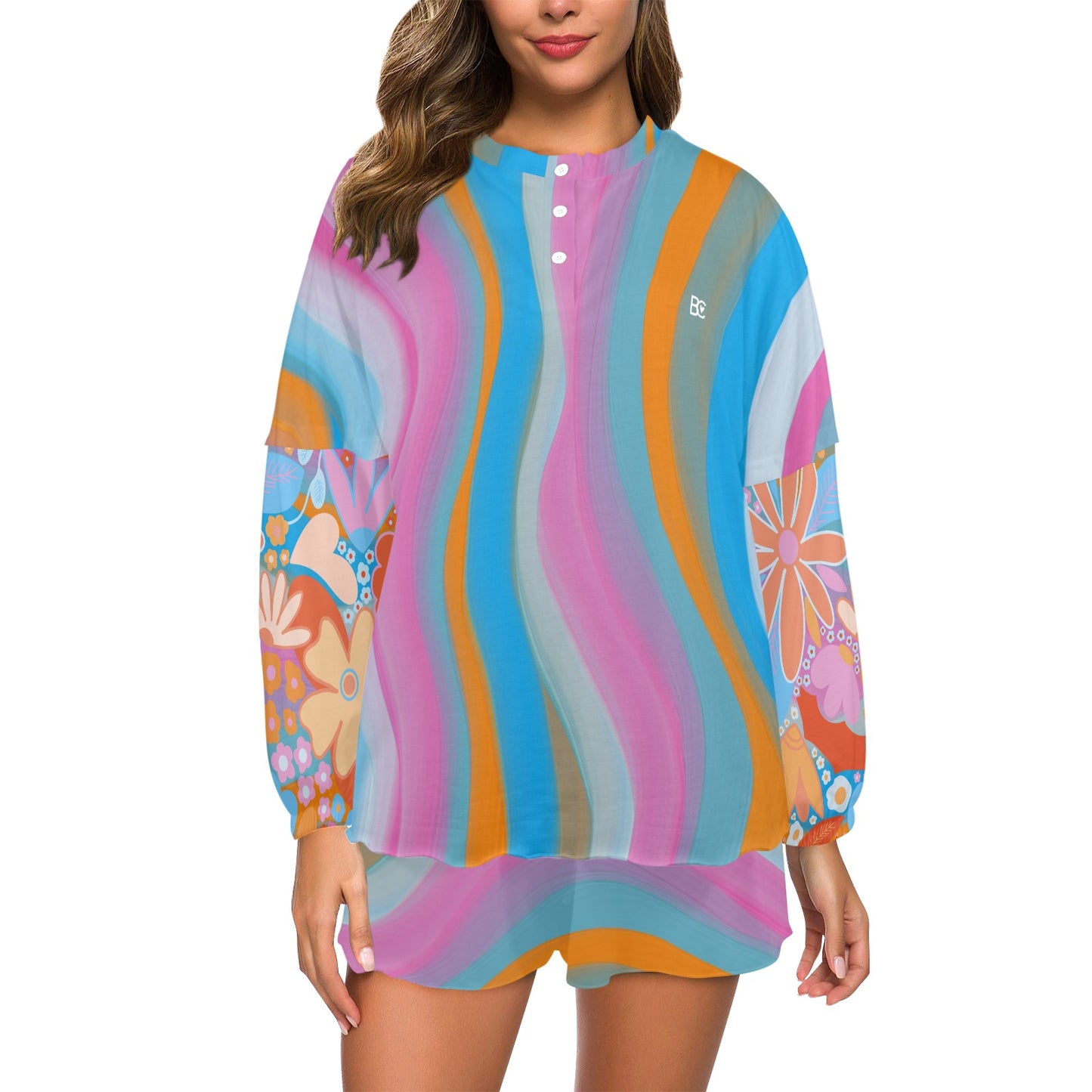 Christmas 2023 Women's Long Sleeve Mid-Length Shorts Pajama Set