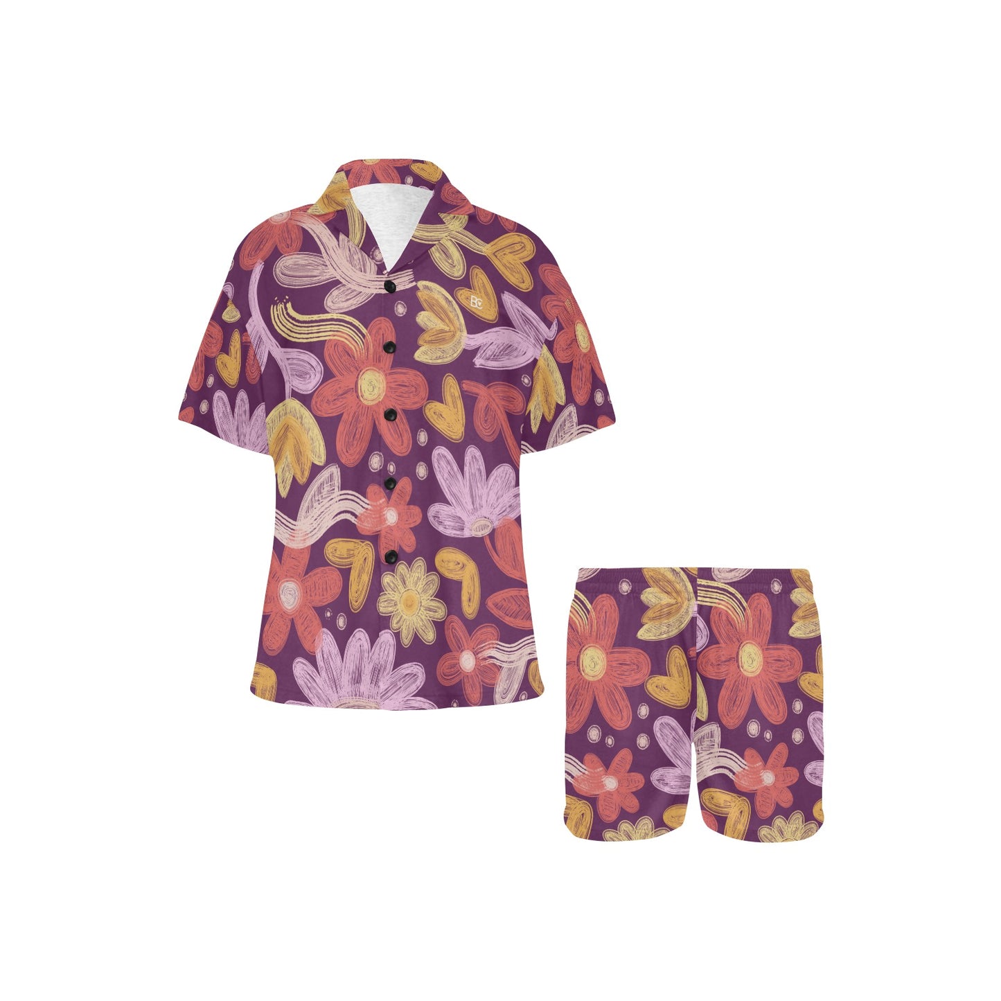Summer 3 Women's V-Neck Short Pajama Set