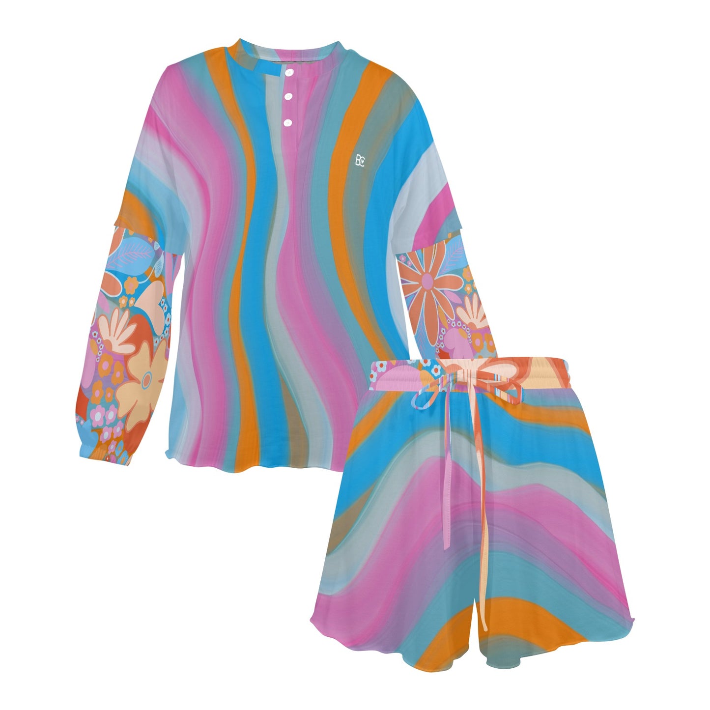 Christmas 2023 Women's Long Sleeve Mid-Length Shorts Pajama Set