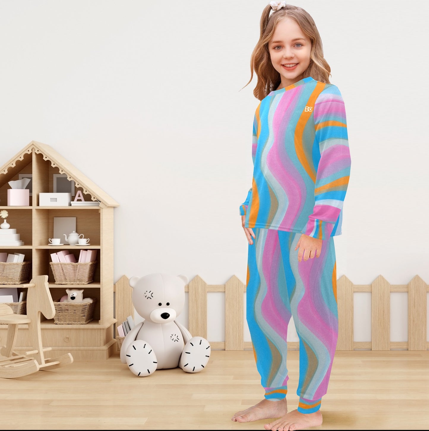 Christmas 2023 Little Girls Crew Neck Long Pajama Set