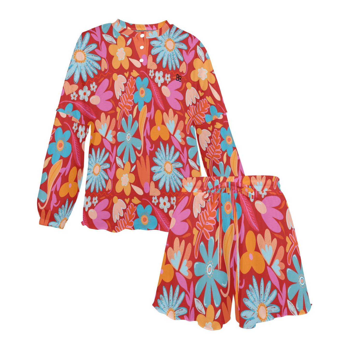 Christmas 2023 Women's Long Sleeve Mid-Length Shorts Pajama Set