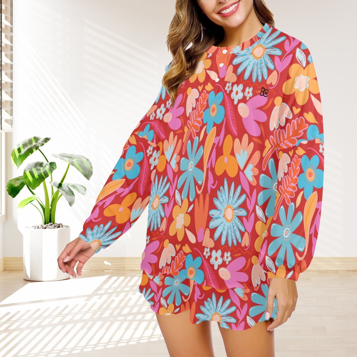 Christmas 2023 Women's Long Sleeve Mid-Length Shorts Pajama Set