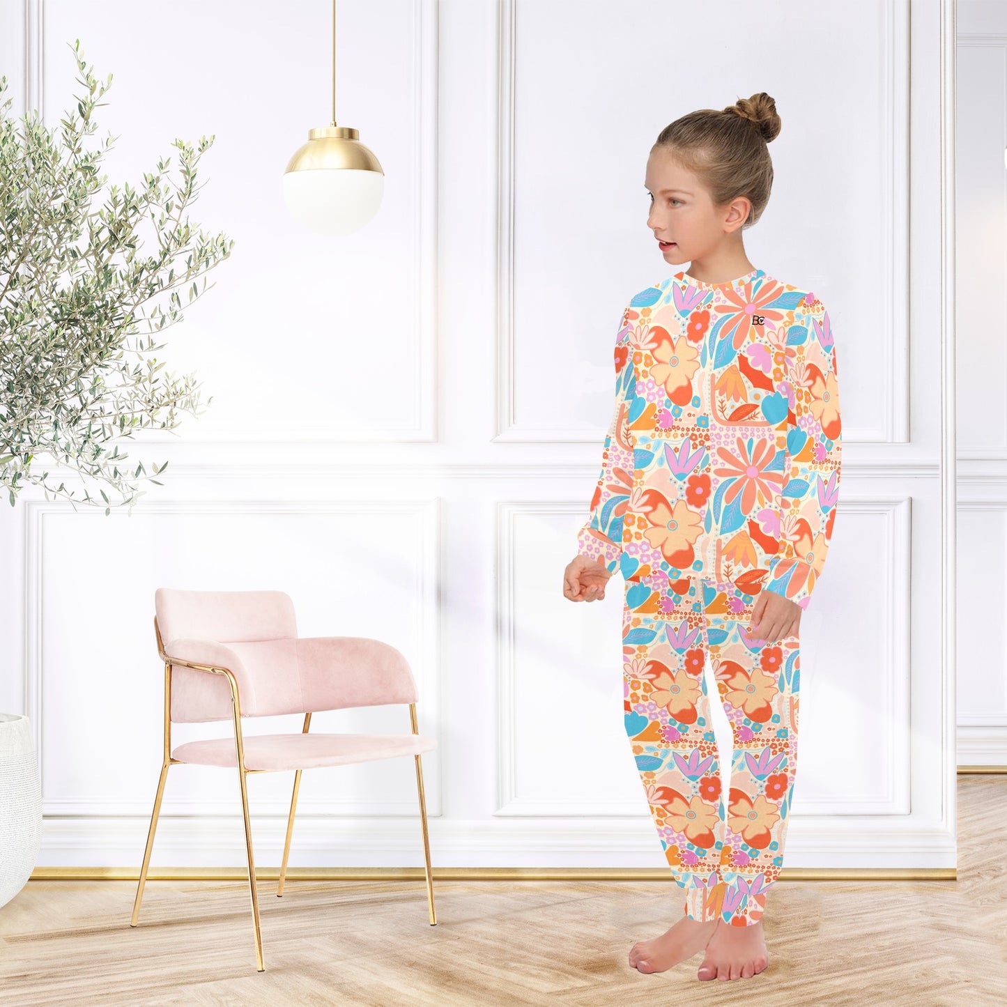 Christmas 2023 Big Girls Crew Neck Long Pajama Set
