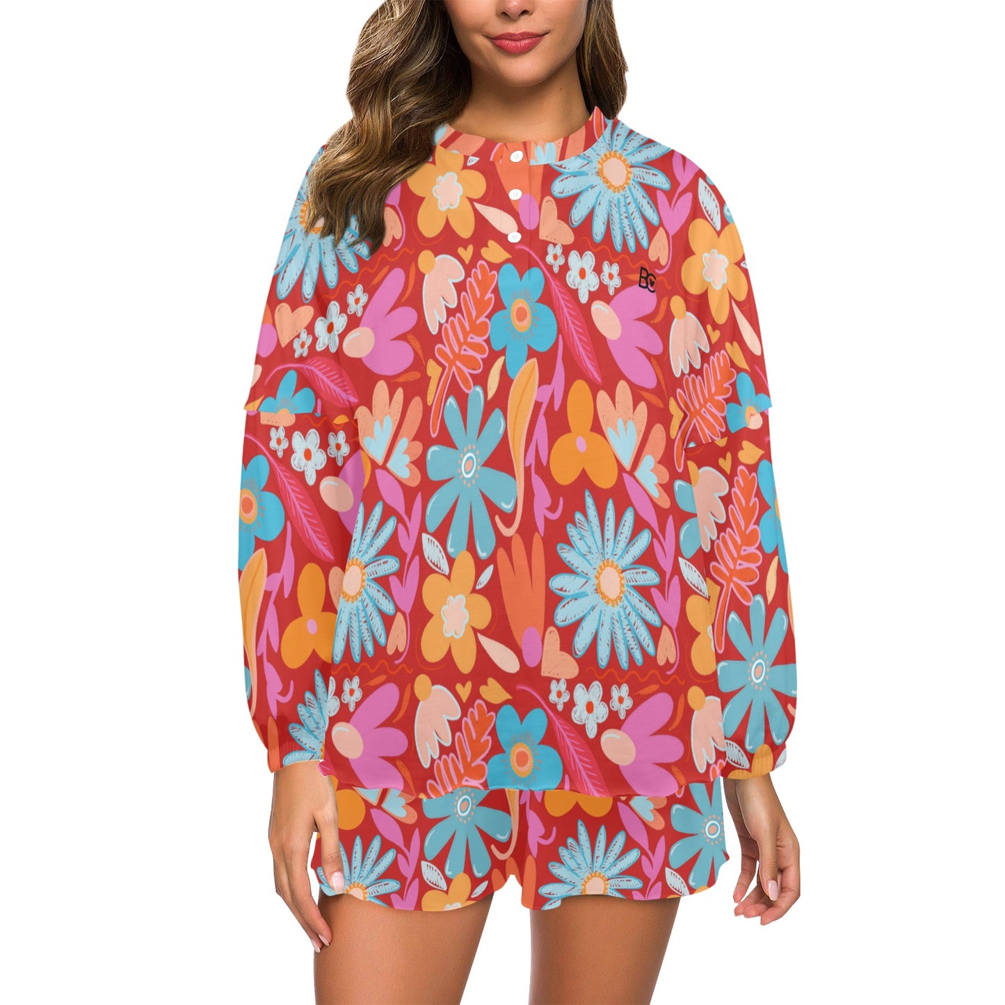 Christmas 2023 Women's Long Sleeve Mid-Length Shorts Pajama Set