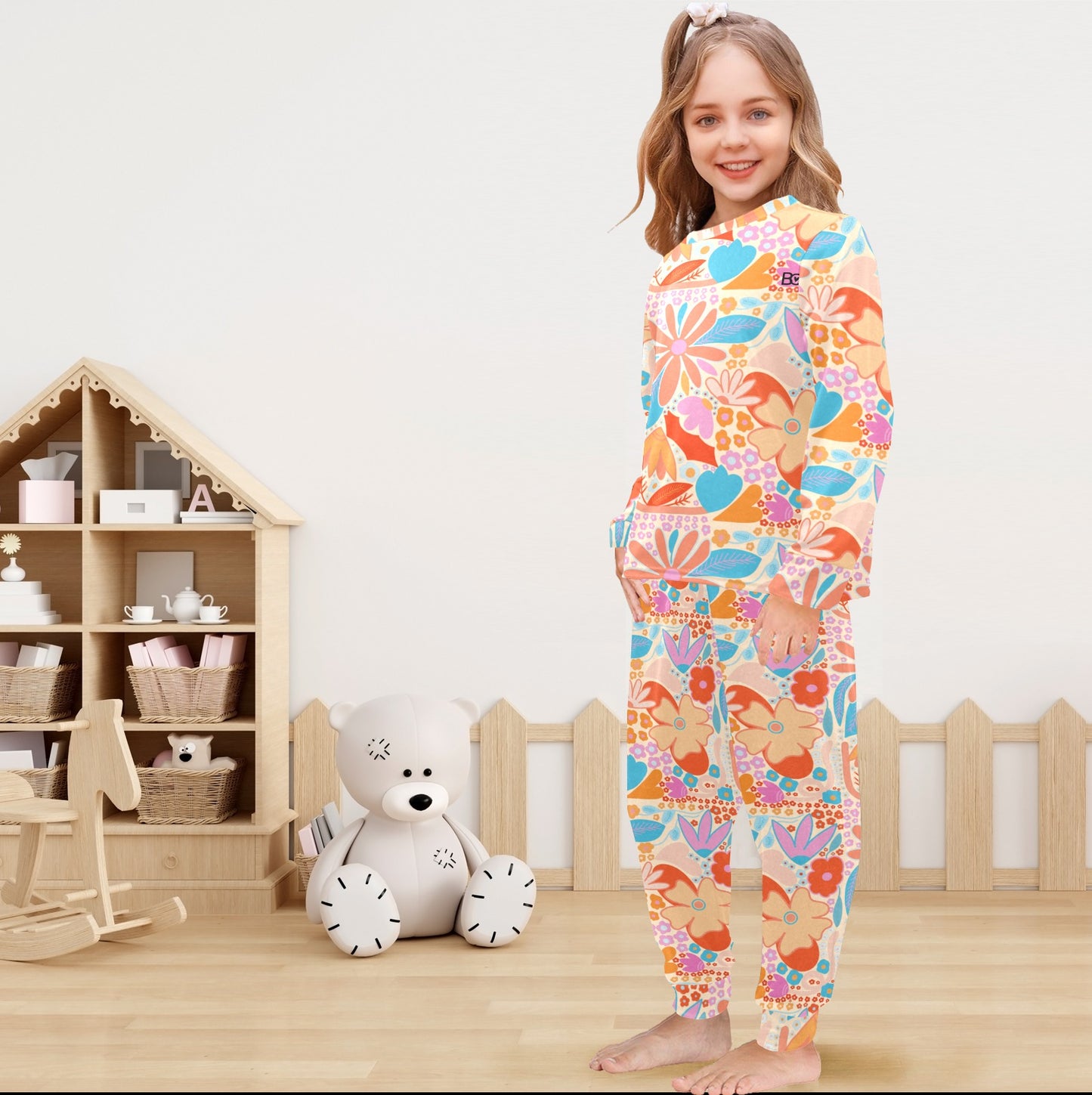 Christmas 2023 Little Girls Crew Neck Long Pajama Set
