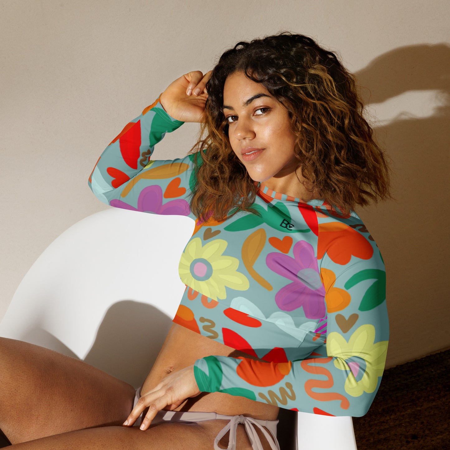 Spring 2 Recycled Swimwear/Training Long-Sleeve Crop Top