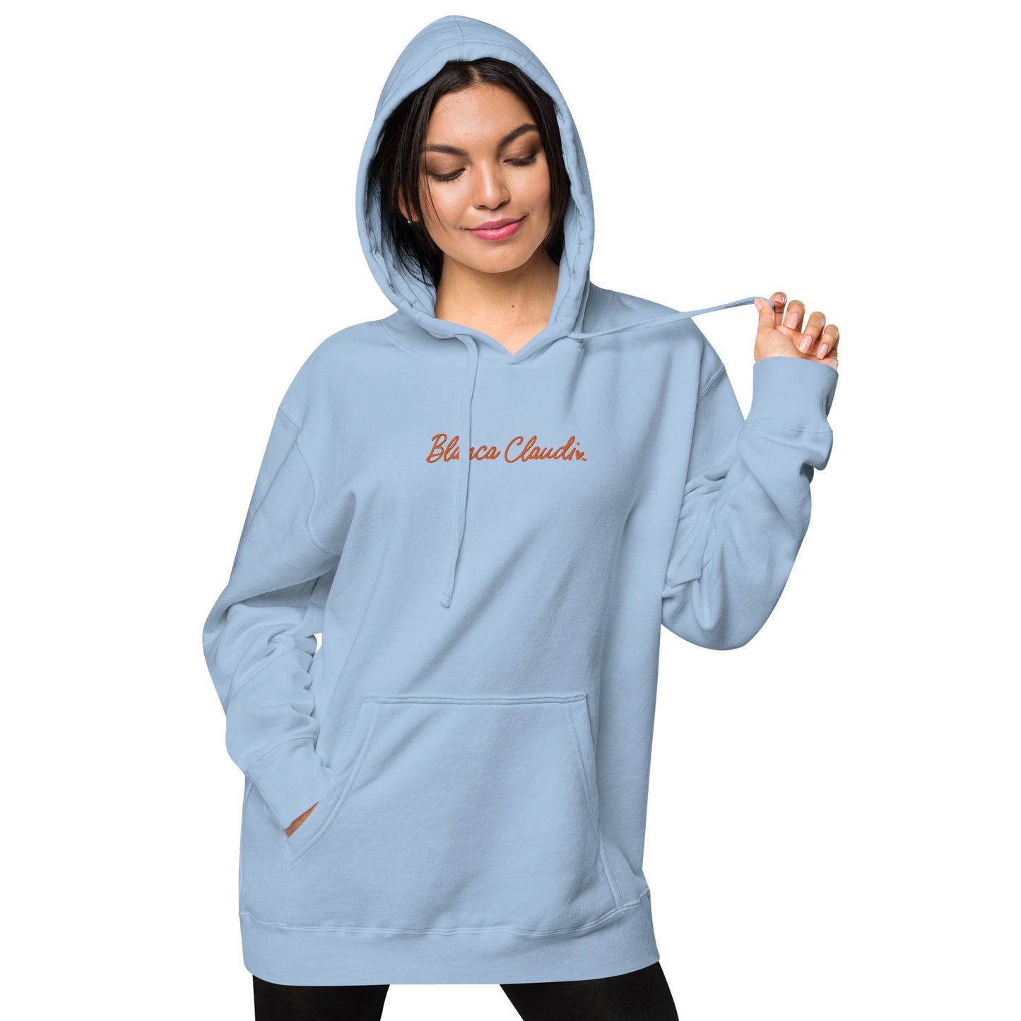 BC Light Blue Embroidered Unisex Pigment-dyed Hoodie