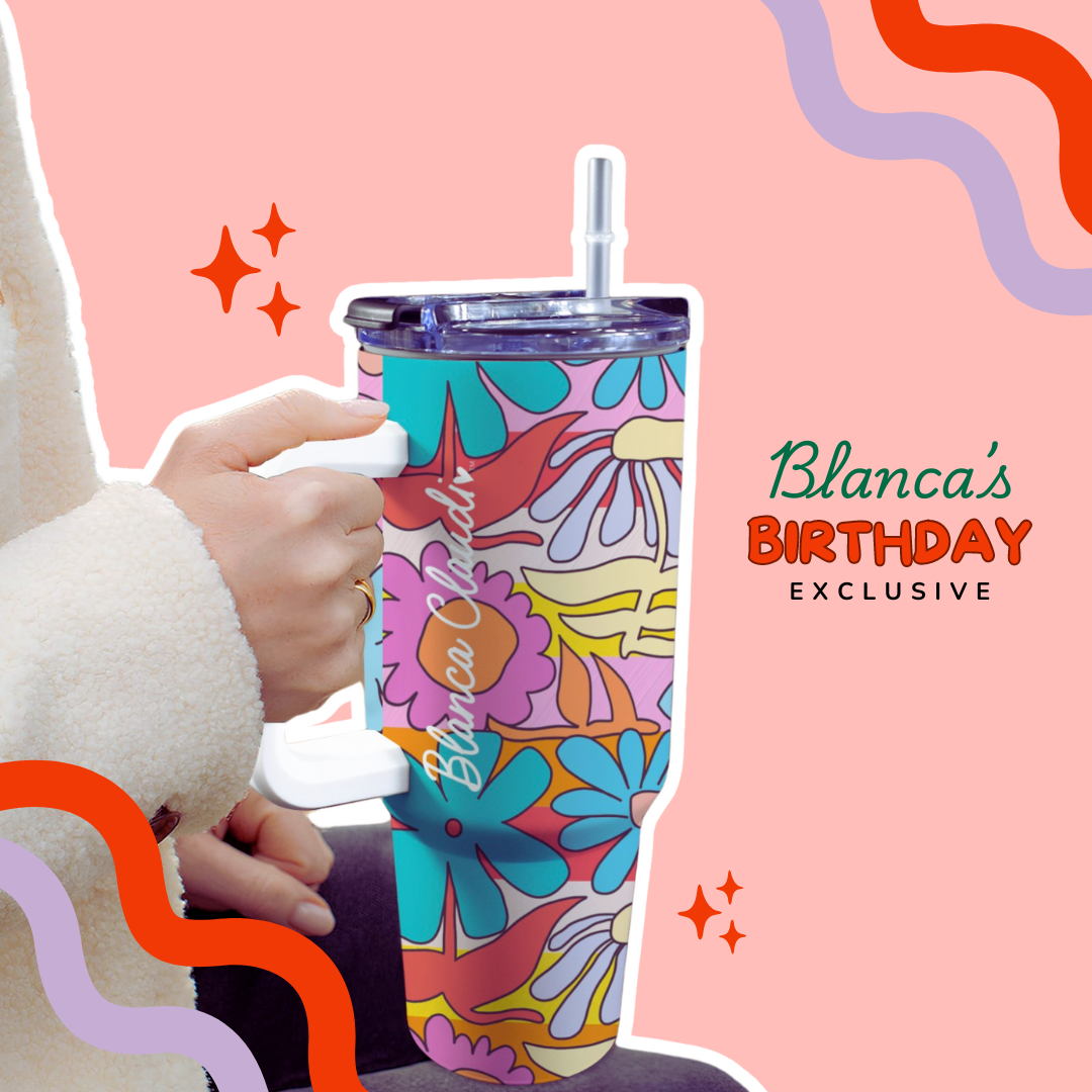 BC Birthday Print Tumbler Térmico 40oz – Mantén tus Bebidas Frías o Calientes