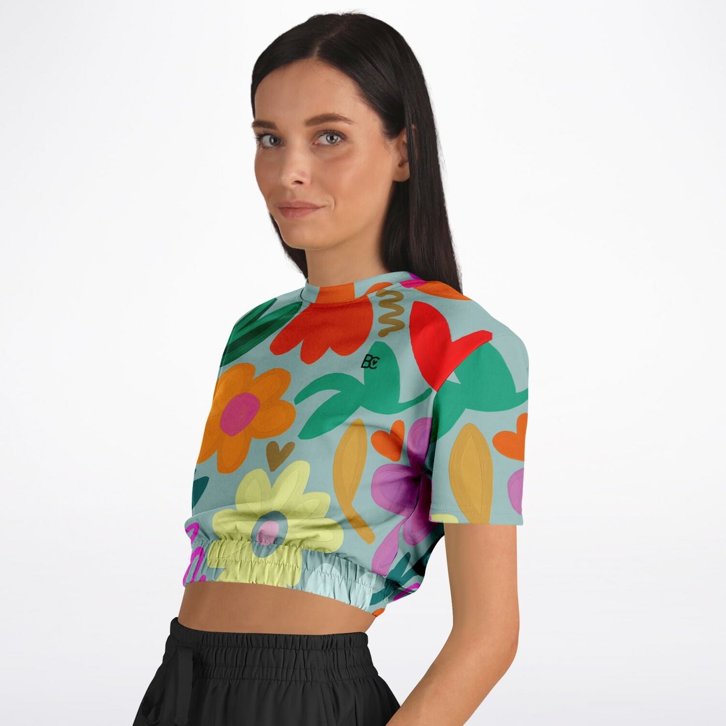 Spring 2 Casual Cropped Short Sleeve Sweatshirt Plus
