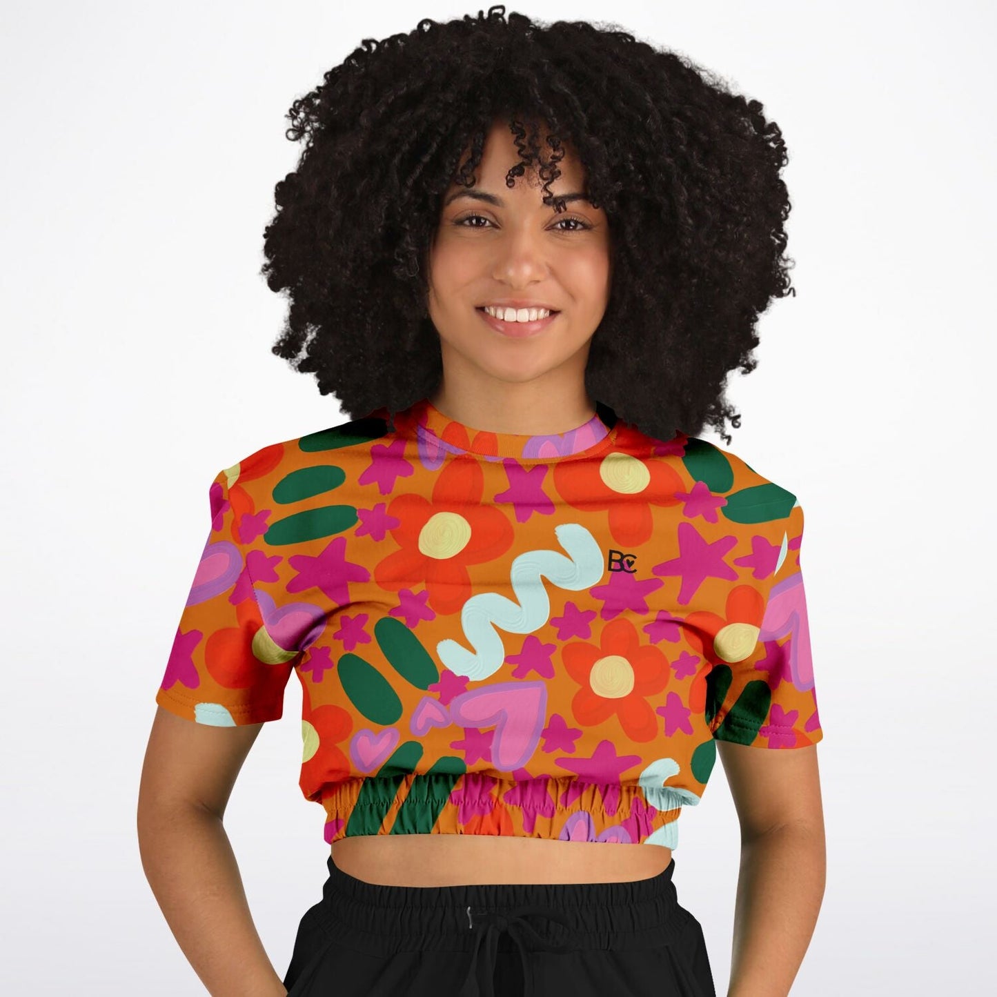 Spring 1 Casual Cropped Short Sleeve Sweatshirt Plus