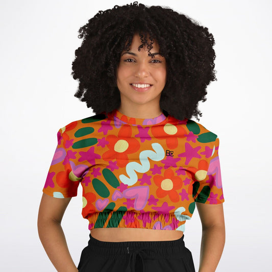 Spring 1 Casual Cropped Short Sleeve Sweatshirt Plus