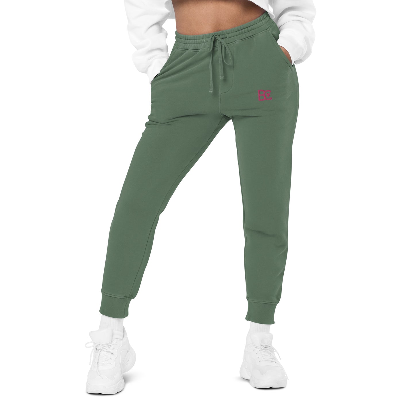 BC Green Embroidered Unisex Pigment-dyed Joggers