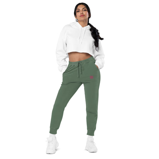 BC Green Embroidered Unisex Pigment-dyed Joggers