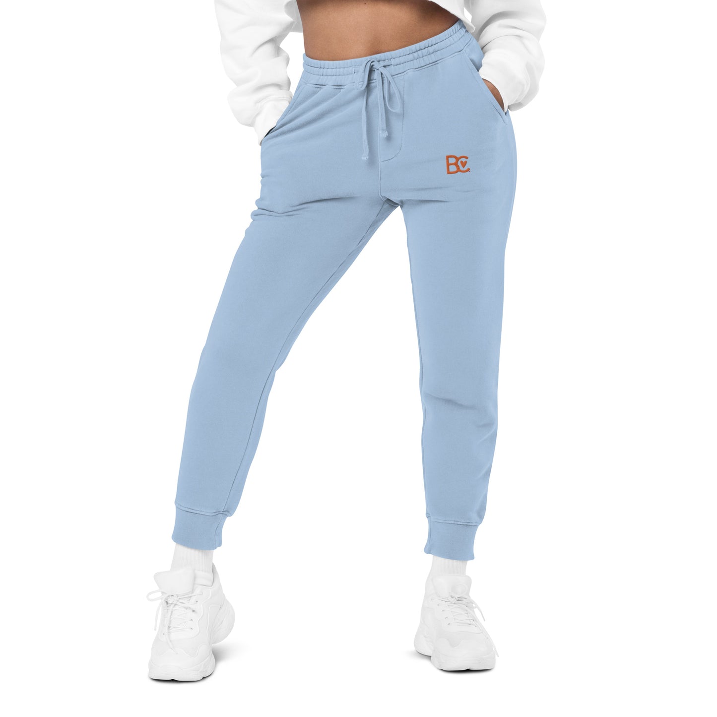 BC Light Blue Embroidered Unisex Pigment-dyed Joggers